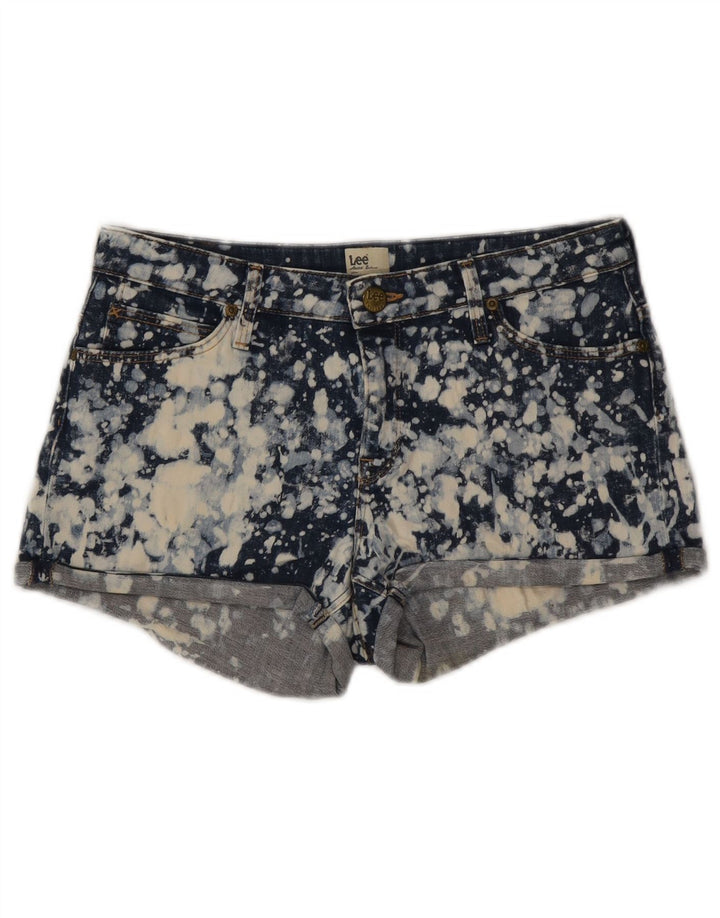 Pantalones cortos de mezclilla para mujer Lee W28 Algodón teñido anudado en azul marino mediano
