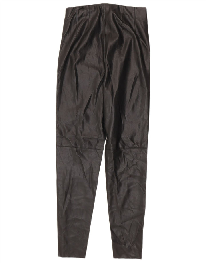 Zara Mujer Leggings De Piel Sintética Mediano W28 L27 Poliuretano Negro
