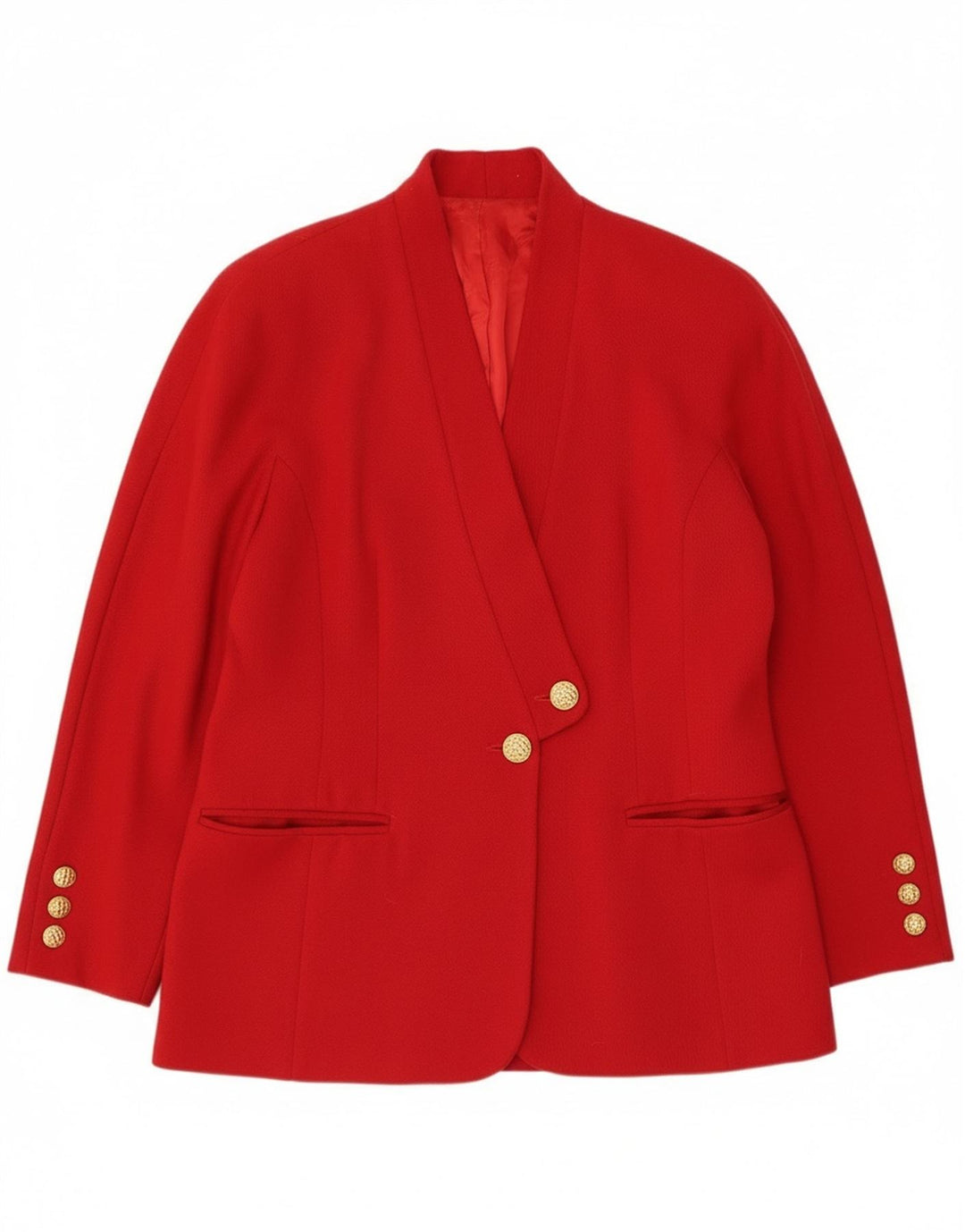 Vintage mujer 2 botones Blazer chaqueta IT 44 lana virgen roja mediana