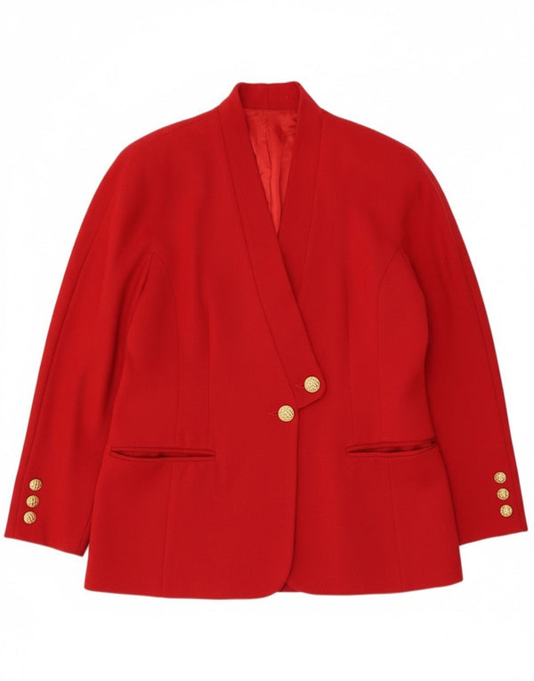 Vintage mujer 2 botones Blazer chaqueta IT 44 lana virgen roja mediana