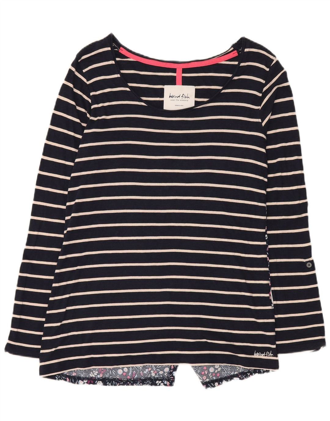 Weird Fish Top para mujer de manga larga UK 42 Algodón a rayas azul marino mediano