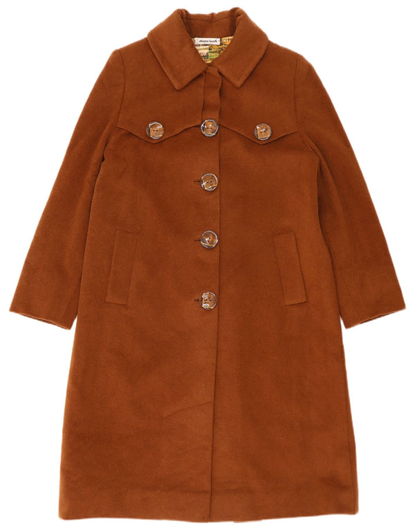 Vintage Womens Overcoat UK 14 Large Brown Wool