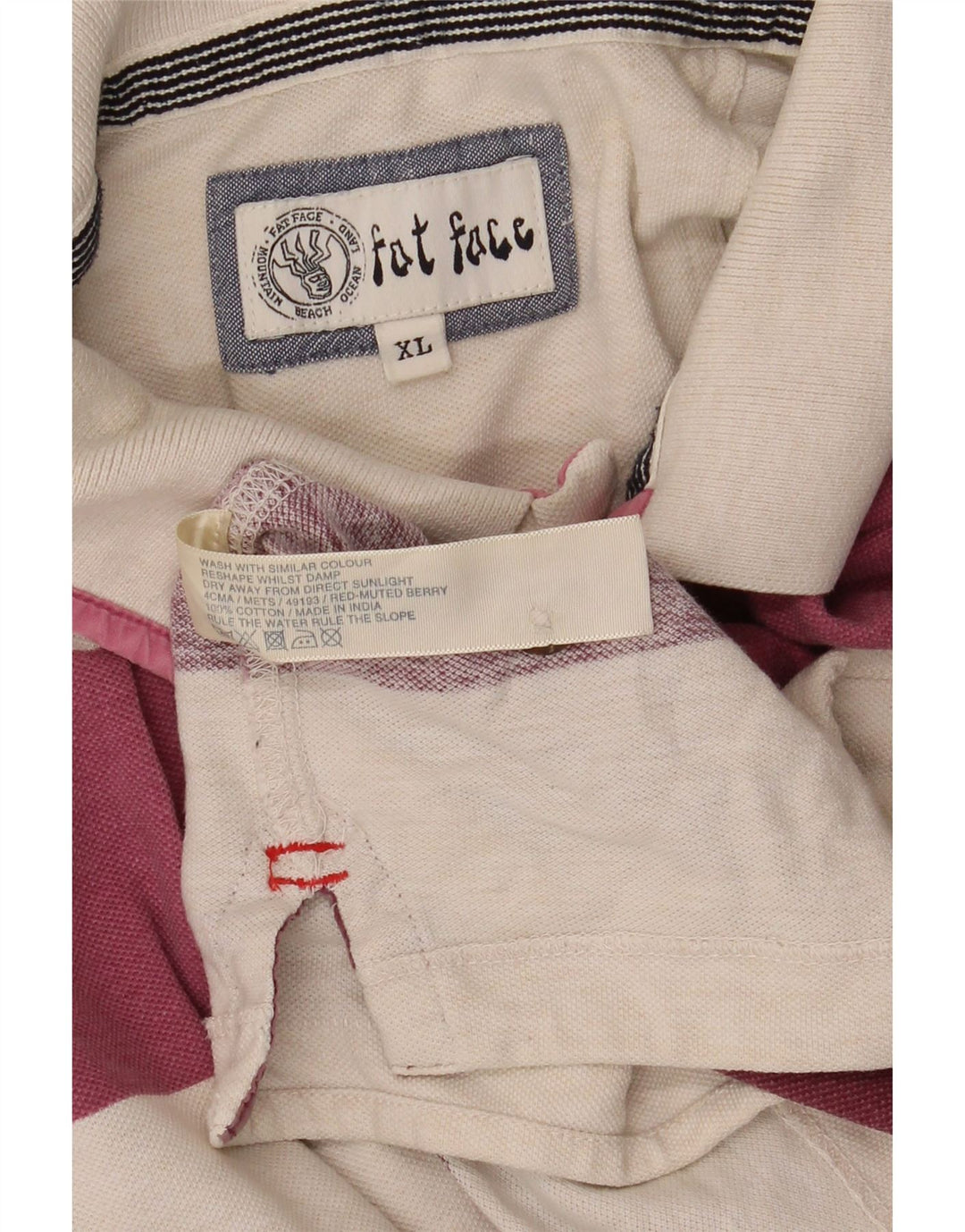 Polo de hombre Fat Face XL de algodón a rayas granate