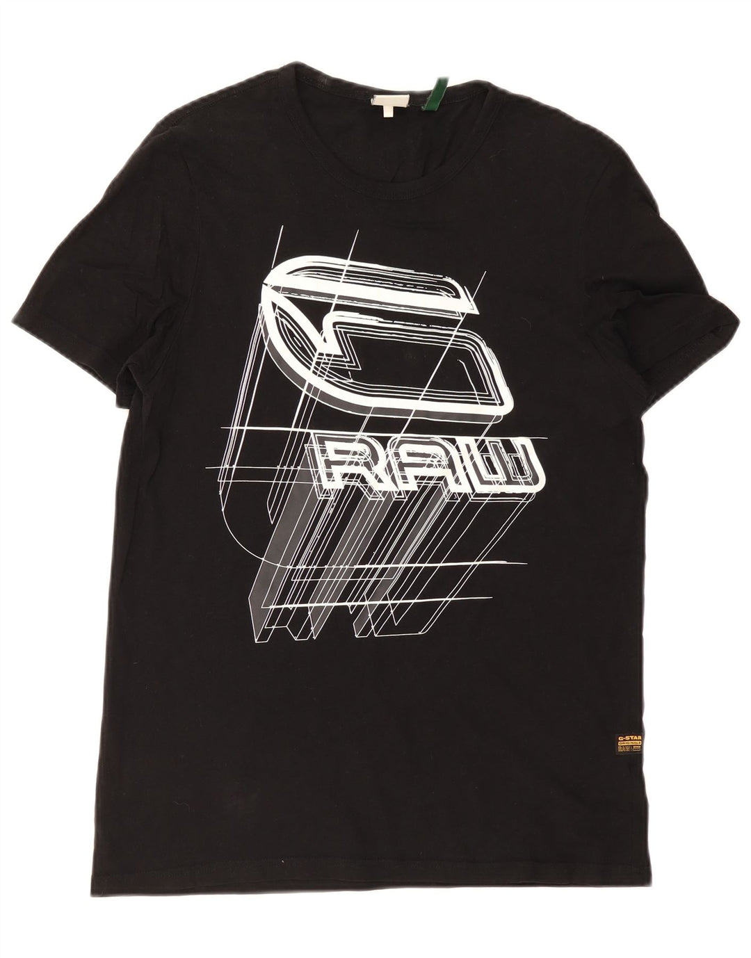 G-Star Hombre Camiseta Gráfica Top Mediano Algodón Negro
