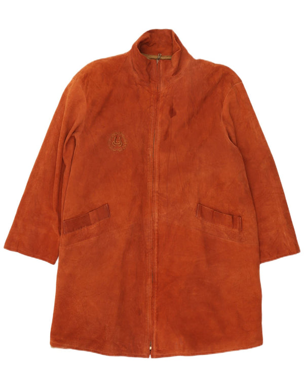 Vintage mujer abrigo de ante de gran tamaño IT 42 cuero marrón medio