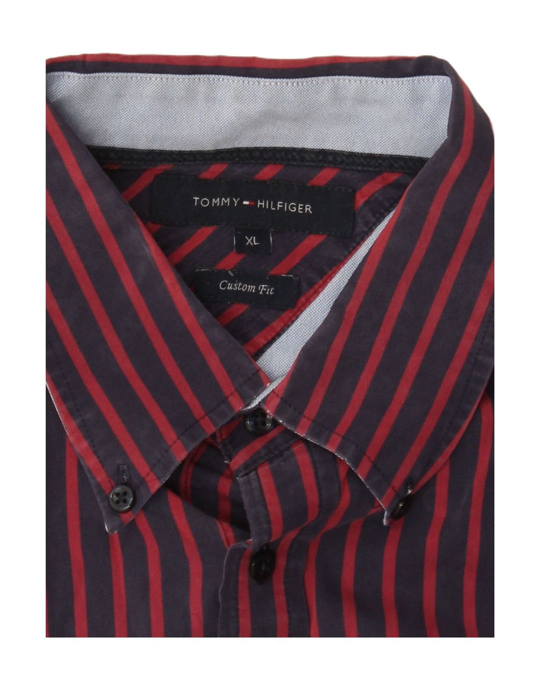 TOMMY HILFIGER Camisa Custom Fit para hombre XL Azul Marino Rayas