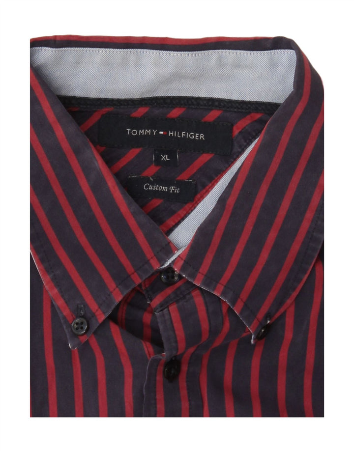 TOMMY HILFIGER Camisa Custom Fit para hombre XL Azul Marino Rayas