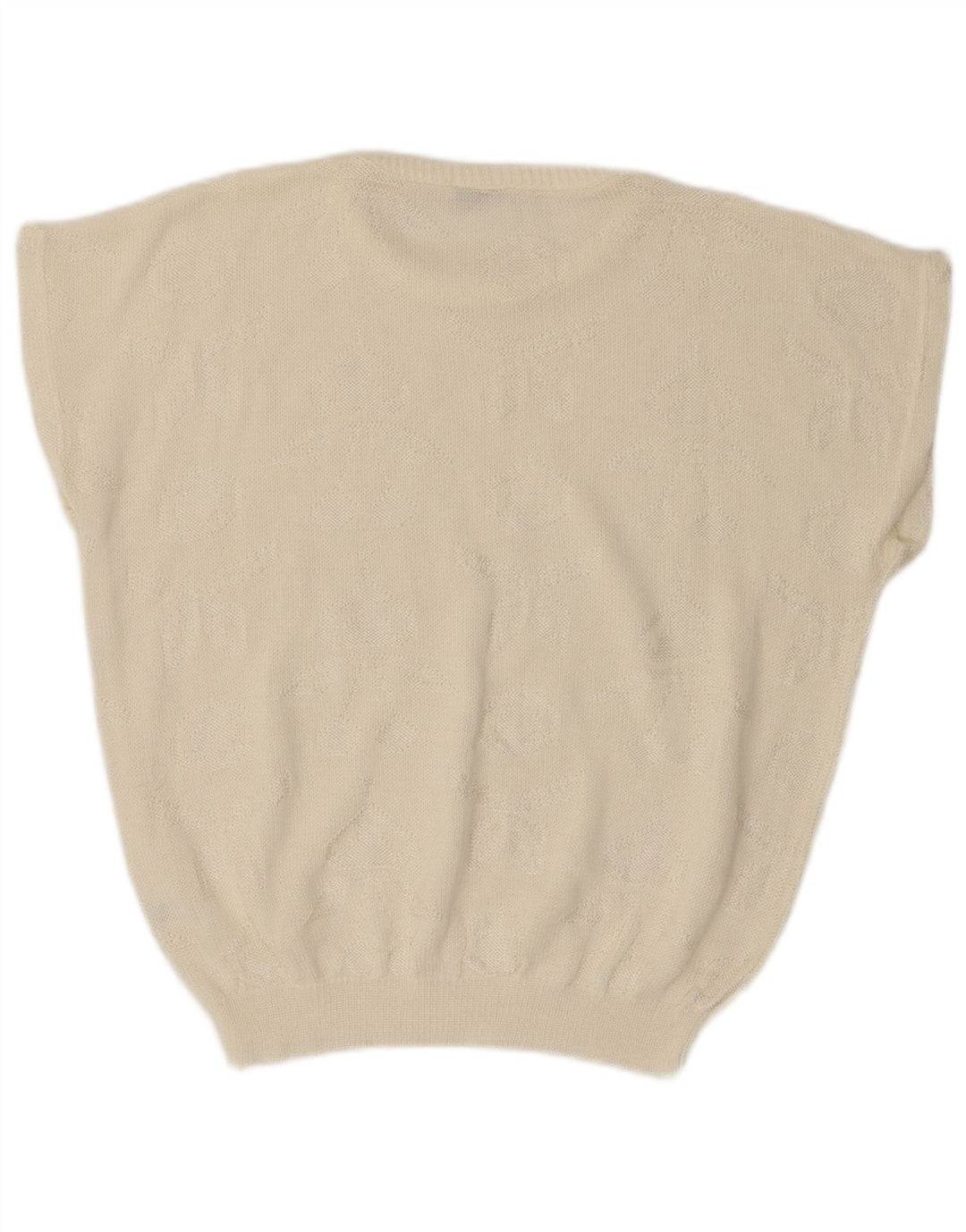 VINTAGE Suéter de jersey de cuello redondo de gran tamaño para mujer Reino Unido 14 Medio Blanco apagado