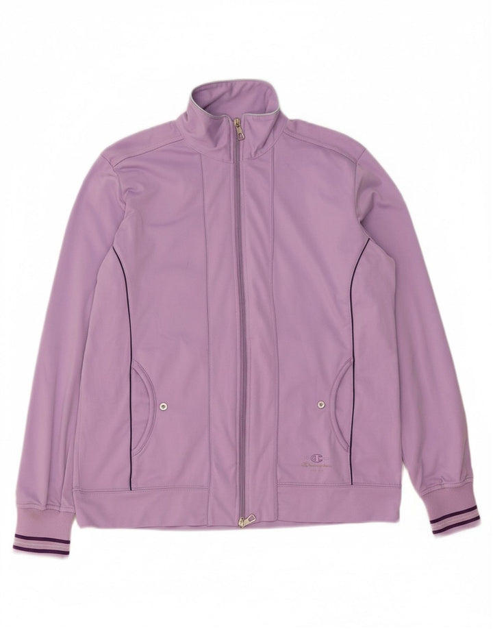 CHAMPION Womens Tracksuit Top Jacket UK 14 Medium Purple Polyester