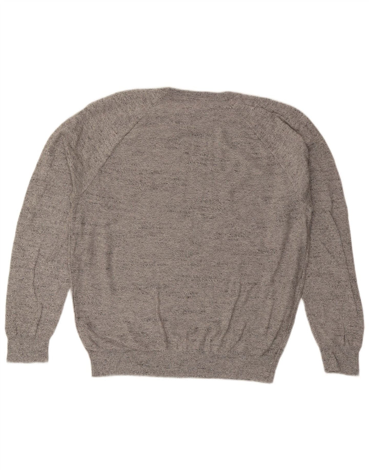 J. Crew Jersey de cuello redondo para hombre de algodón moteado gris grande