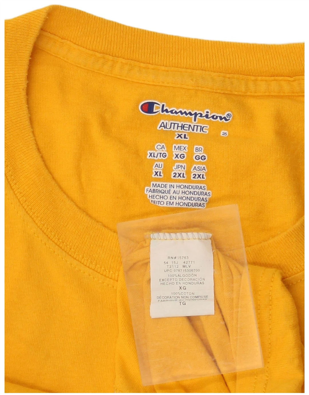 CHAMPION Camiseta Hombre Top XL Algodón Amarillo