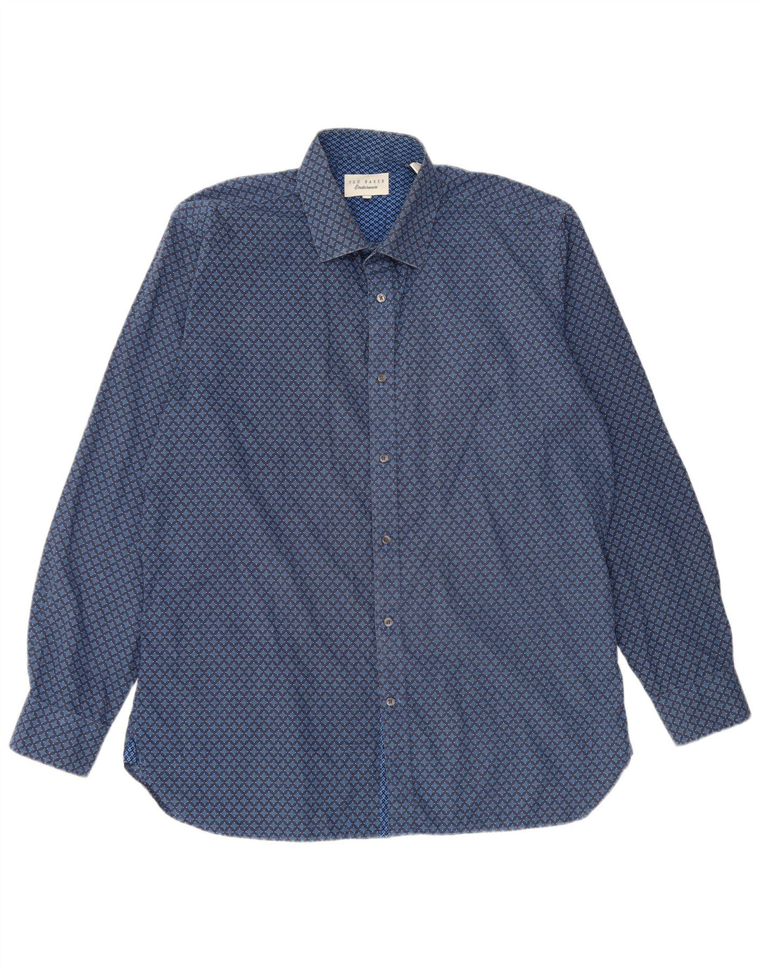 Ted Baker Camisa para hombre Talla 16 1/2 Algodón geométrico azul grande