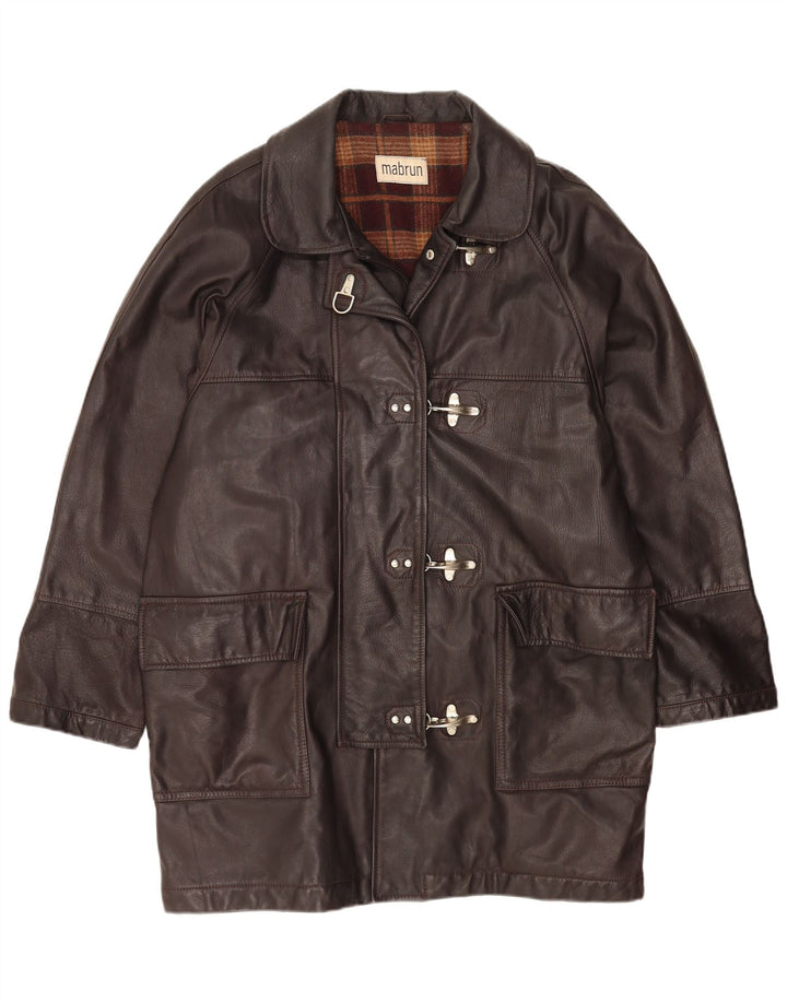 MABRUN Abrigo de piel extragrande para mujer IT 50 XL Cuero marrón