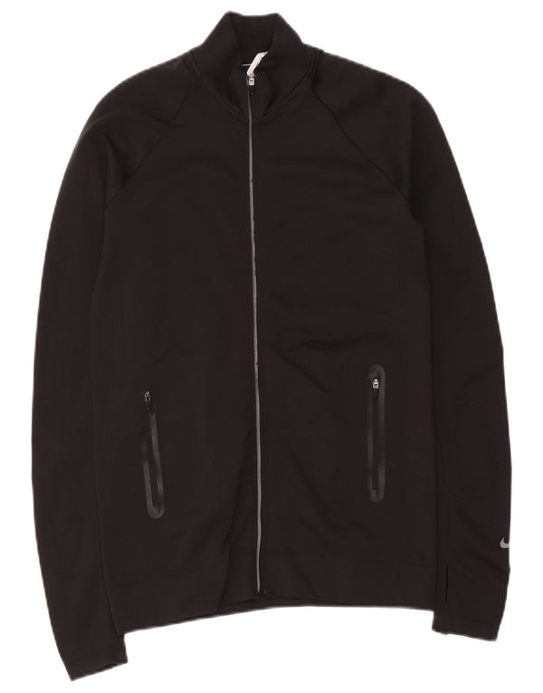 Nike Dri Fit Chándal Top Chaqueta para Mujer UK 10 Small Black Nylon