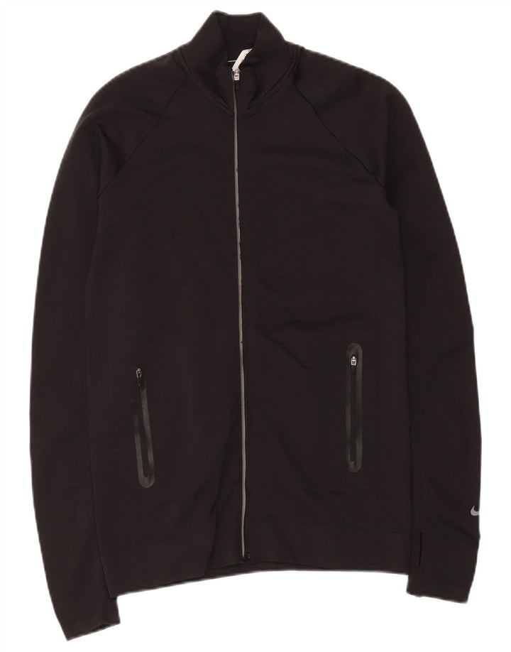 Nike Dri Fit Chándal Top Chaqueta para Mujer UK 10 Small Black Nylon