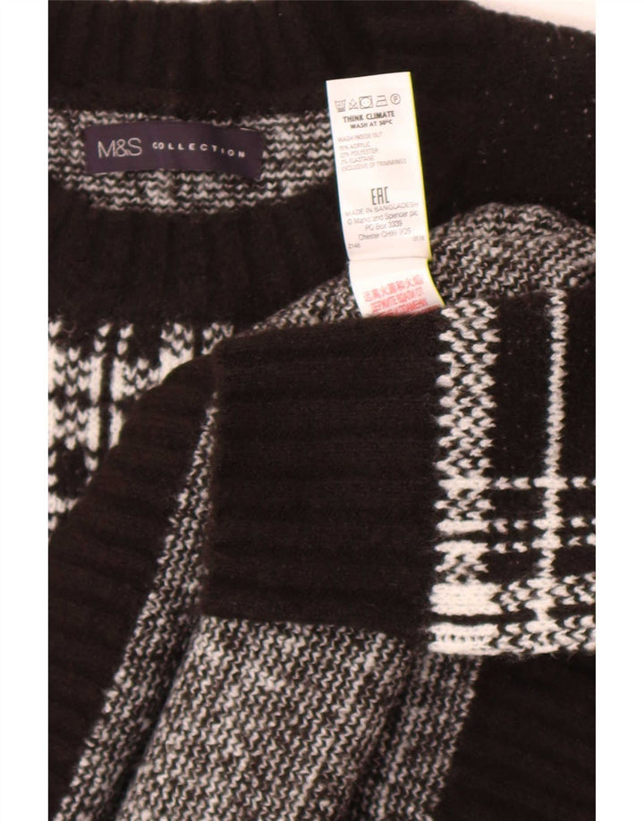 Marks & Spencer Suéter tipo jersey con cuello barco para mujer UK 44 Medium Black Check