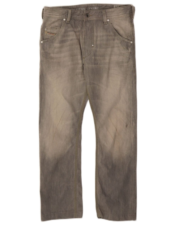 Diesel Hombre Krooley Regular Carrot Slim Jeans W28 L26 Algodón Gris