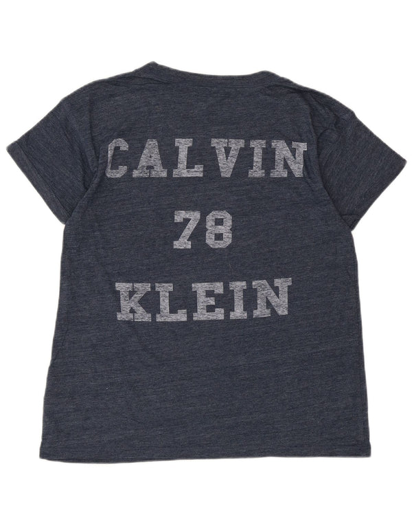 CALVIN KLEIN JEANS Camiseta gráfica para mujer Top UK 6 XS Azul marino moteado
