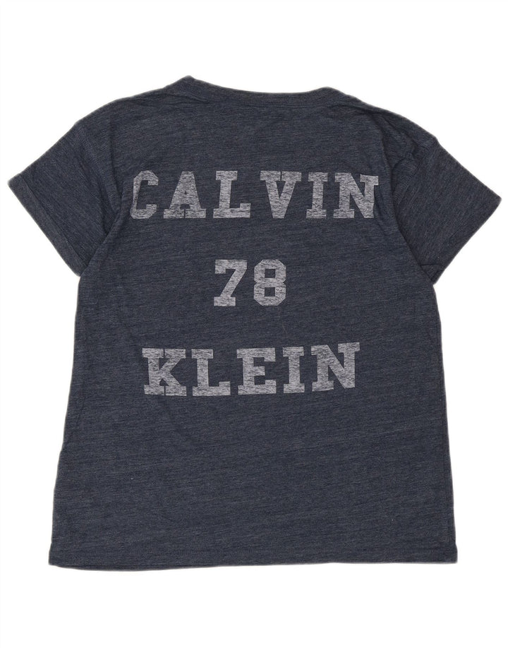 CALVIN KLEIN JEANS Camiseta gráfica para mujer Top UK 6 XS Azul marino moteado