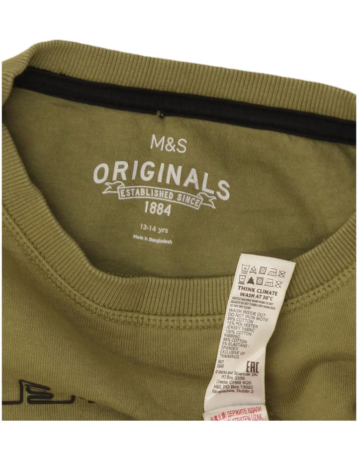 Marks & Spencer Sudadera estampada para niños 13-14 años Caqui Algodón