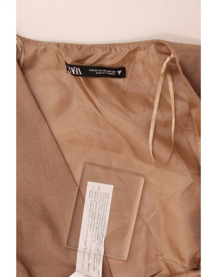 Zara Mujer Chaleco OPEN UK 4 XS Beige Poliéster