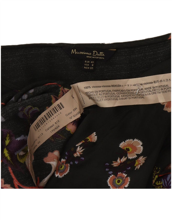 Massimo Dutti Blusa Manga Larga Mujer Top EU 40 Verde Medio Floral
