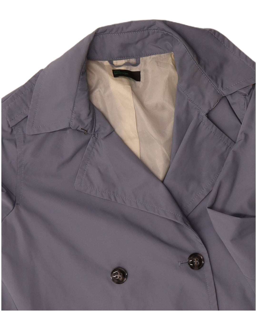 Benetton Gabardina Extragrande Mujer ES 40 Pequeño Poliéster Azul