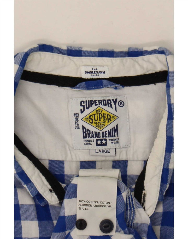 Superdry Camisa De Algodón A Cuadros Azul Grande Para Hombre