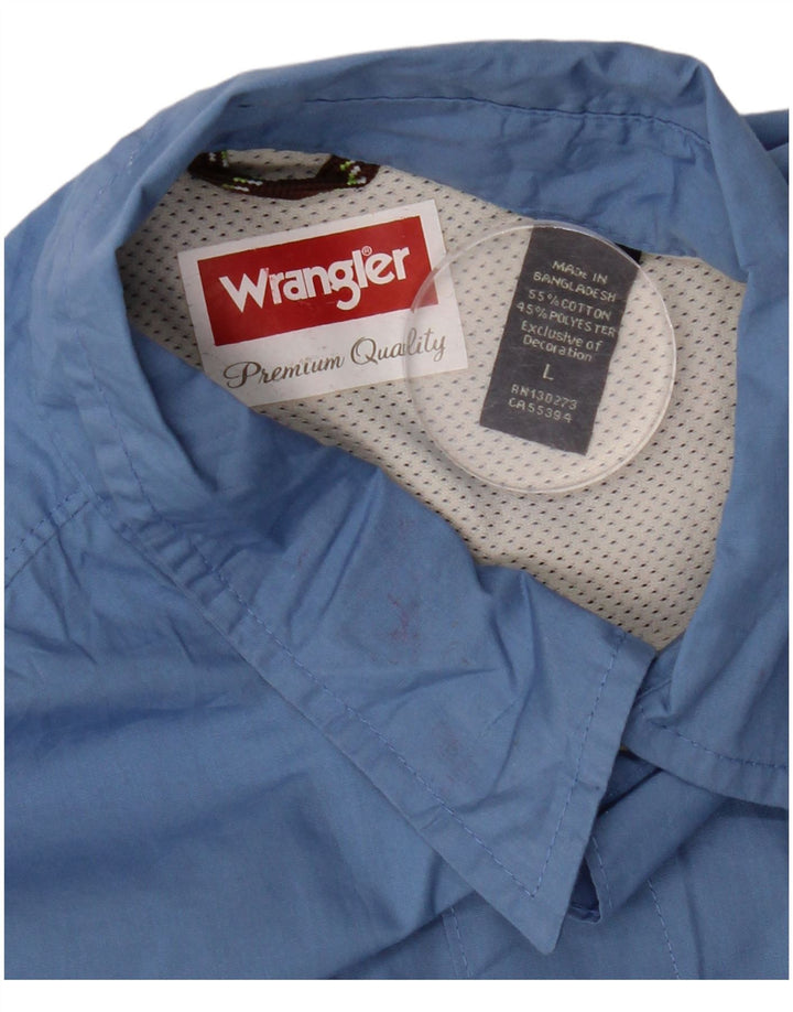 Camisa Wrangler Hombre Grande Azul Algodón