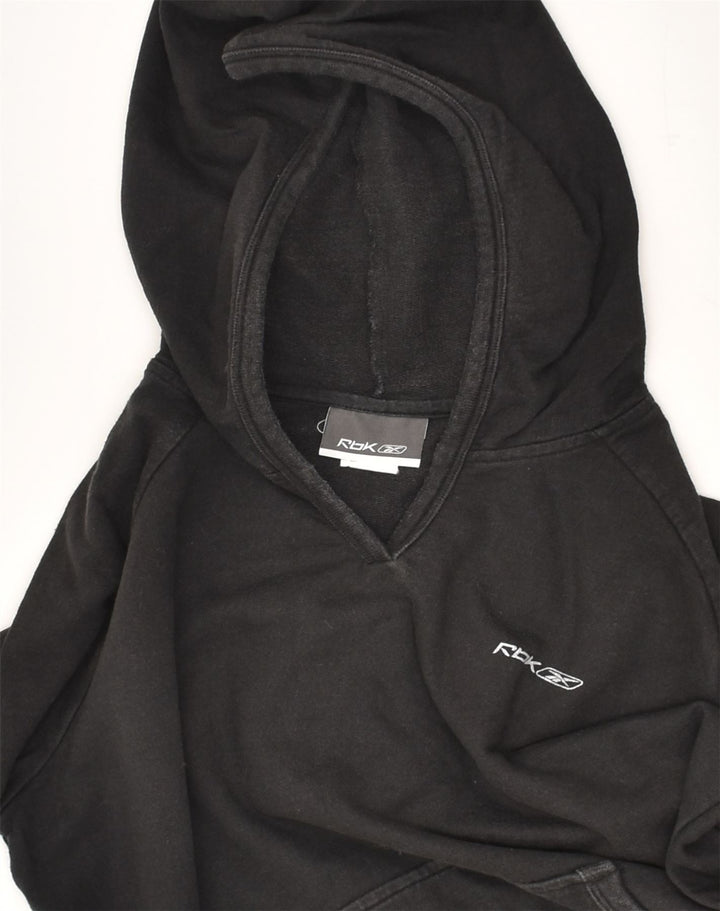 REEBOK Womens Hoodie Jumper UK 14 Medium Black Cotton | Vintage Reebok | Thrift | Second-Hand Reebok | Used Clothing | Messina Hembry 