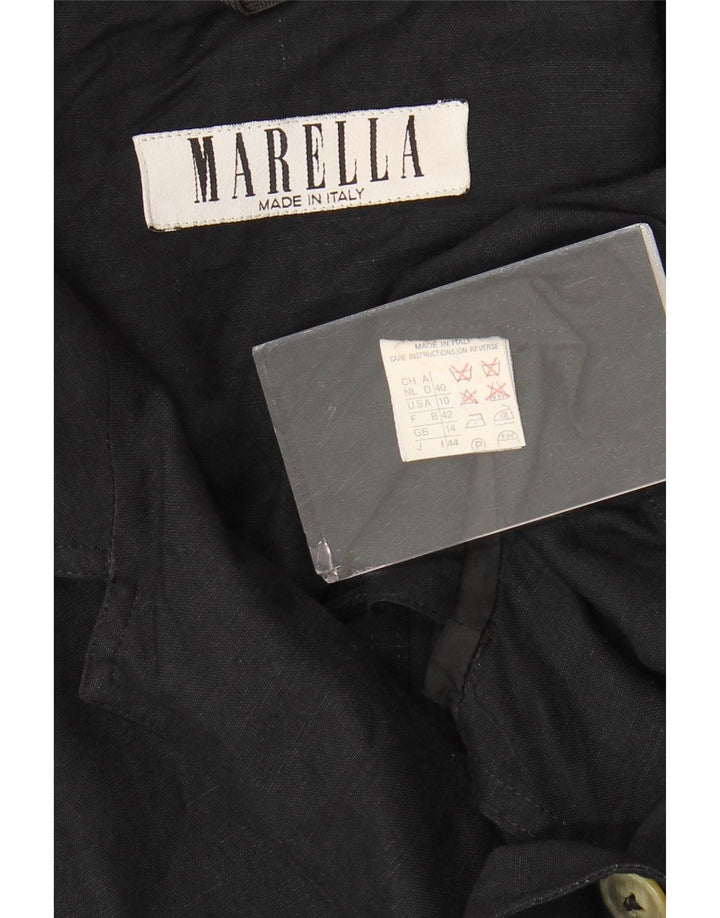 Marella Chaqueta Blazer de 1 Botón para Mujer UK 44 Grande Viscosa Negra