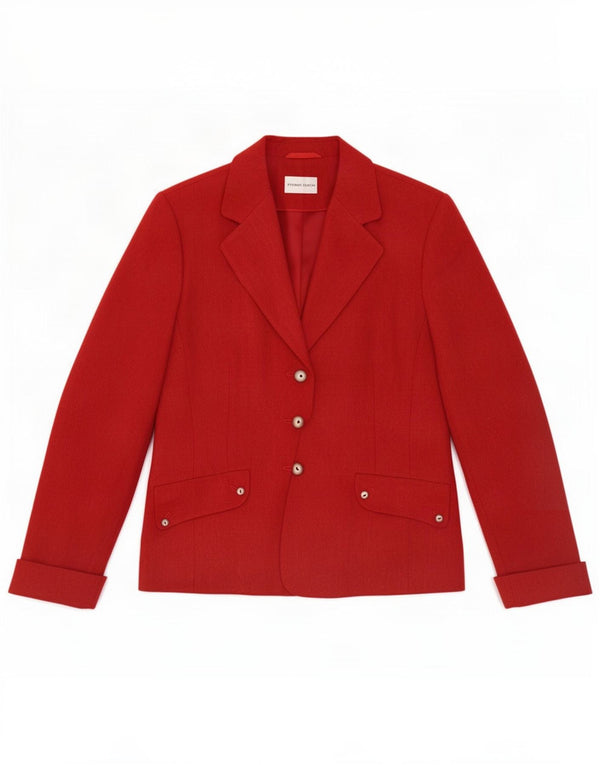 Frank Eden Chaqueta tipo blazer de 3 botones para mujer Reino Unido 44 Poliéster rojo grande