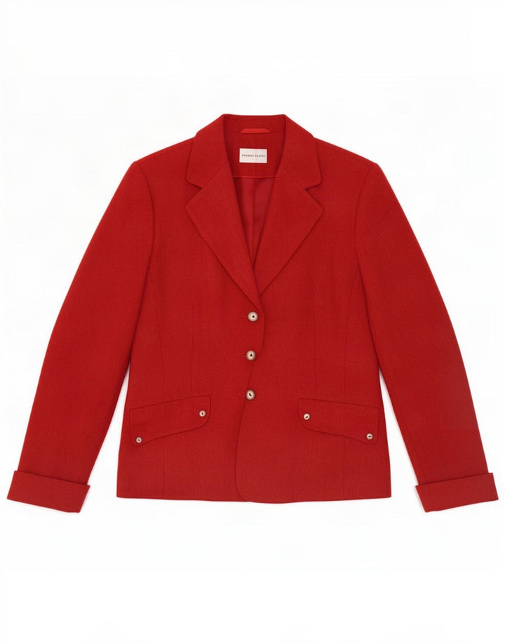 Frank Eden Chaqueta tipo blazer de 3 botones para mujer Reino Unido 44 Poliéster rojo grande