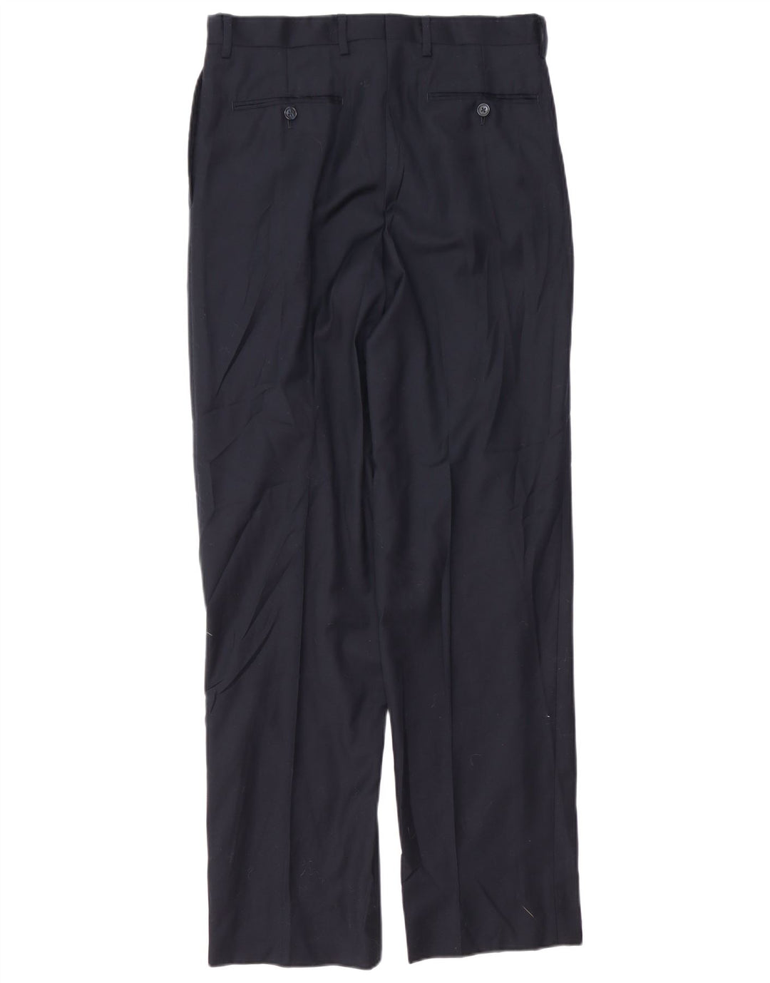 CALVIN KLEIN Pantalón de traje con pinzas para hombre W32 L33 Lana azul marino