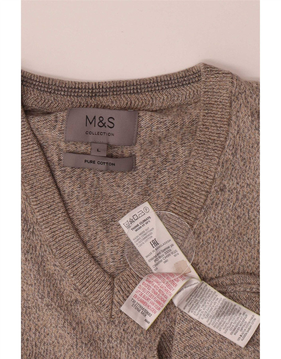 Marks & Spencer - Camiseta sin mangas para hombre, talla grande, algodón moteado beige