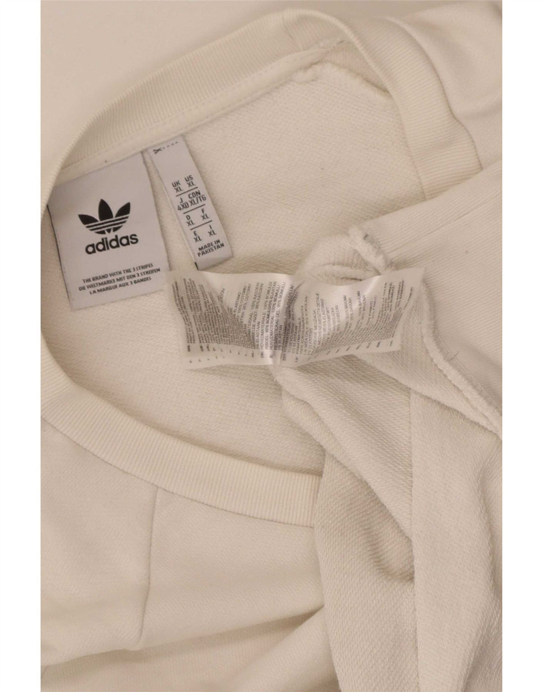 Adidas Hombre Sudadera Jumper XL Blanco Algodón