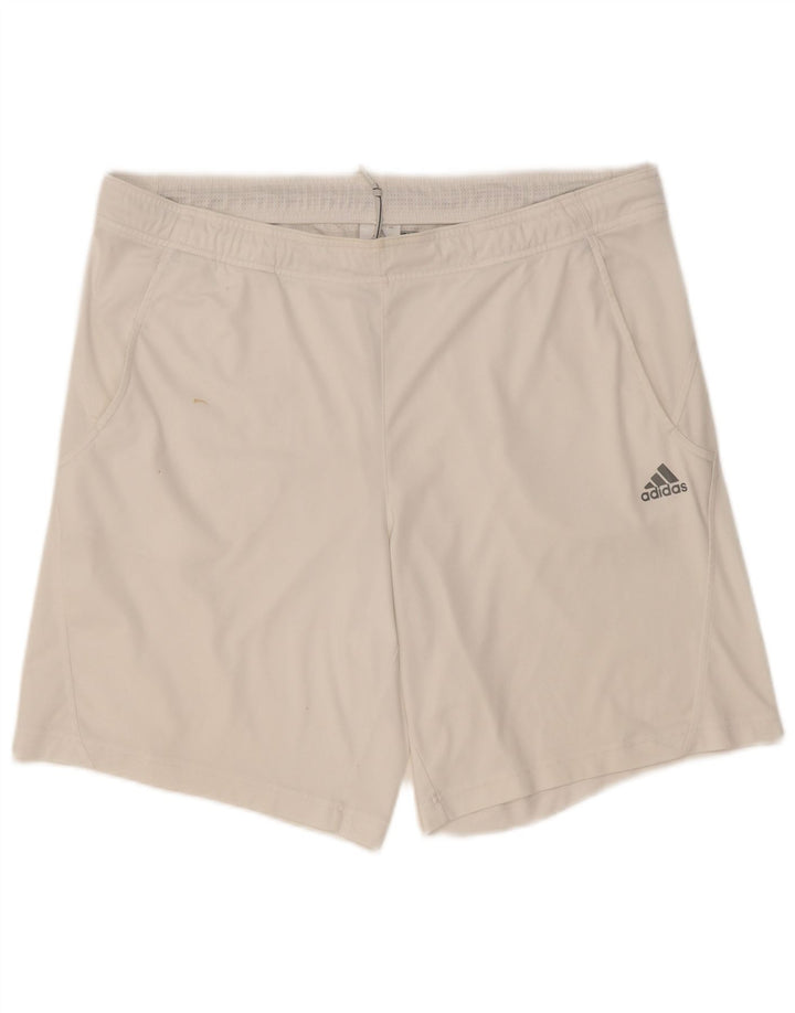 Adidas - Pantalones cortos deportivos para hombre, tamaño grande, poliéster blanco