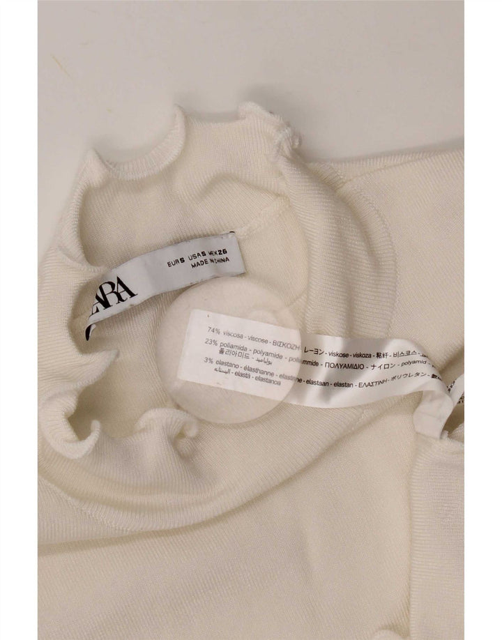 Zara Mujer Crop Vest Top UK 10 Small Viscosa Blanca