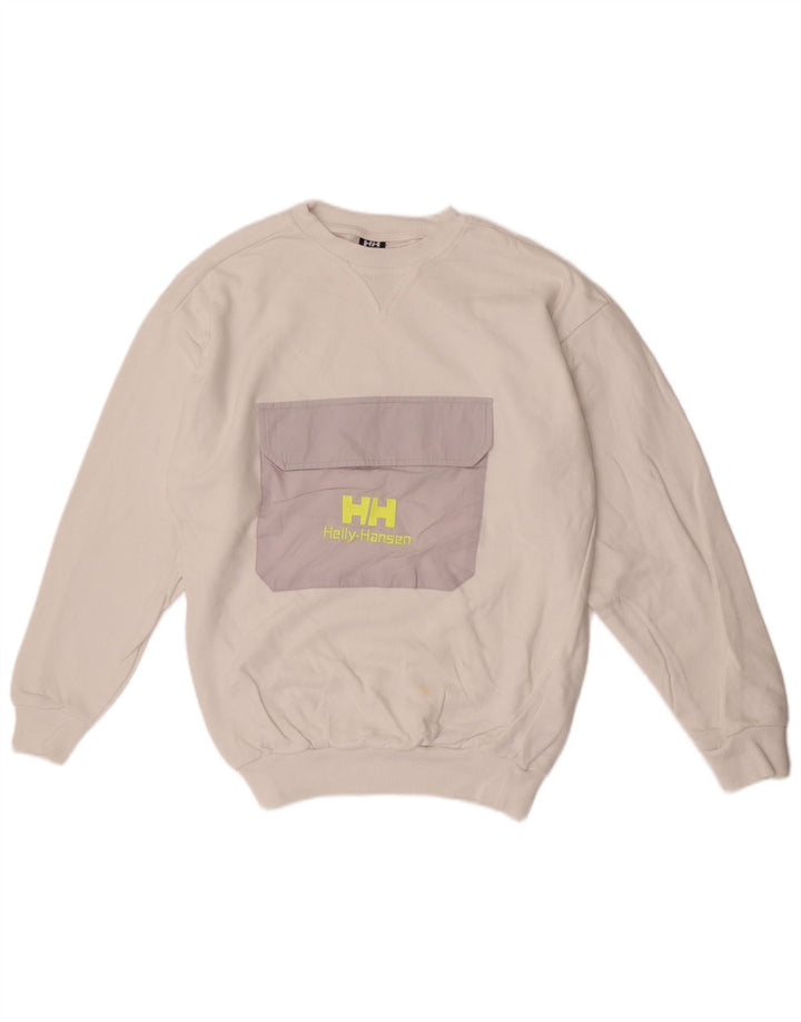 Helly Hansen Hombre Sudadera Gráfica Jumper Small Blanco Colorblock Algodón