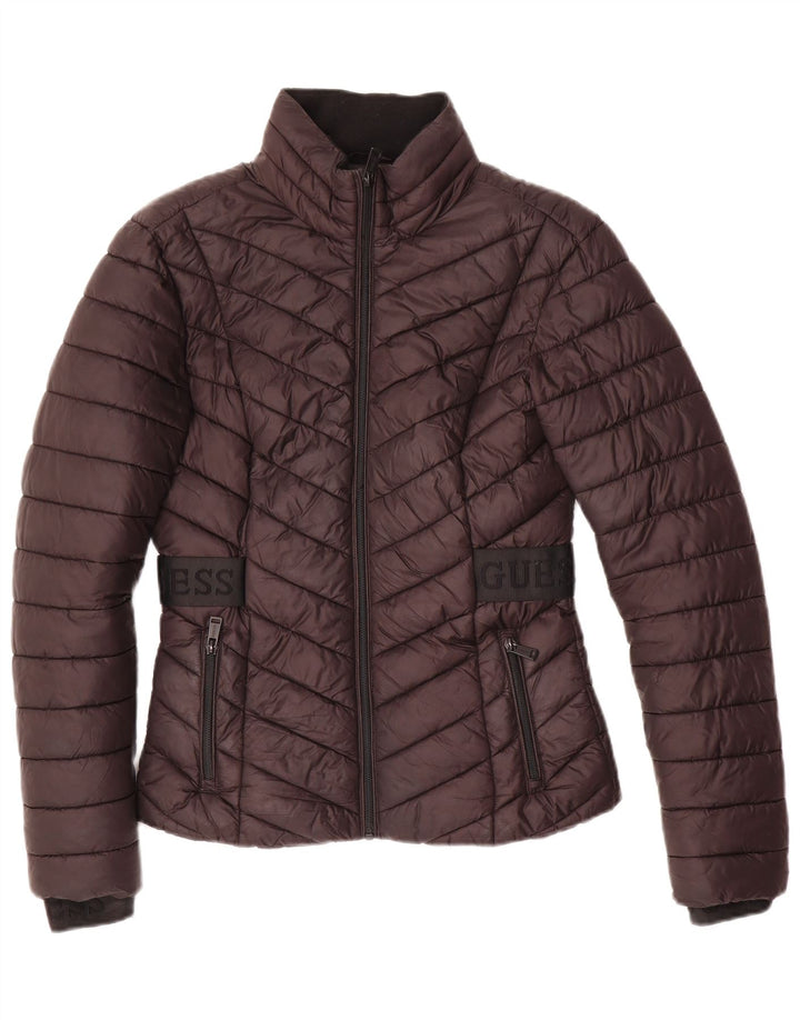 Guess Chaqueta acolchada gráfica para mujer UK 10 Small Poliéster negro