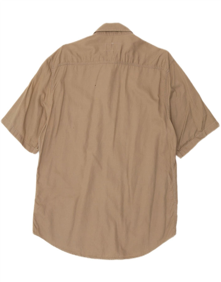 Camisa Armani Jeans Hombre Manga Corta Algodón Beige Medio