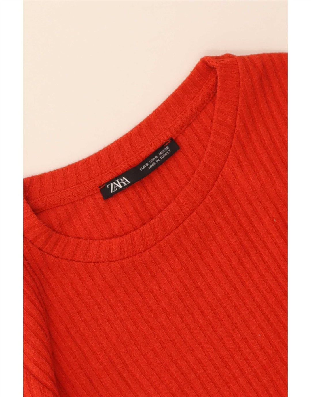 Zara Mujer Top Manga Larga UK 8 Small Rojo