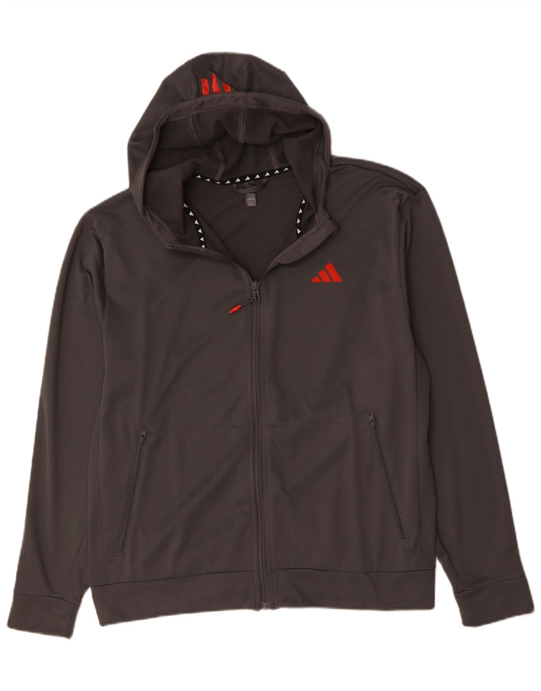Adidas Hombre Aeroready Zip Sudadera Con Capucha Suéter Gris Medio Poliéster