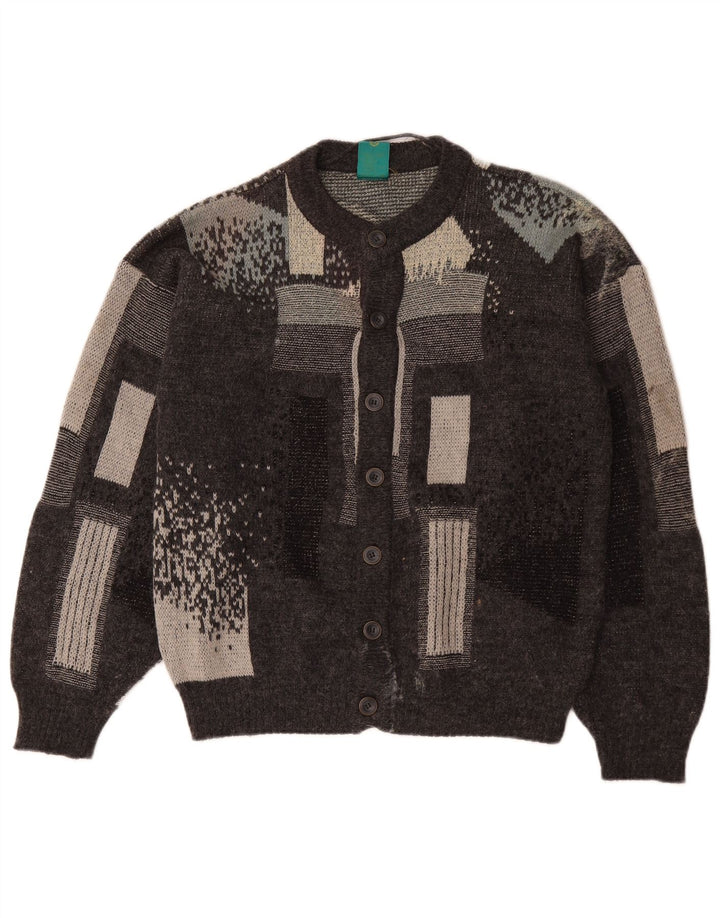 Canda Mens Cardigan Suéter Pequeño Gris Geométrico Acrílico