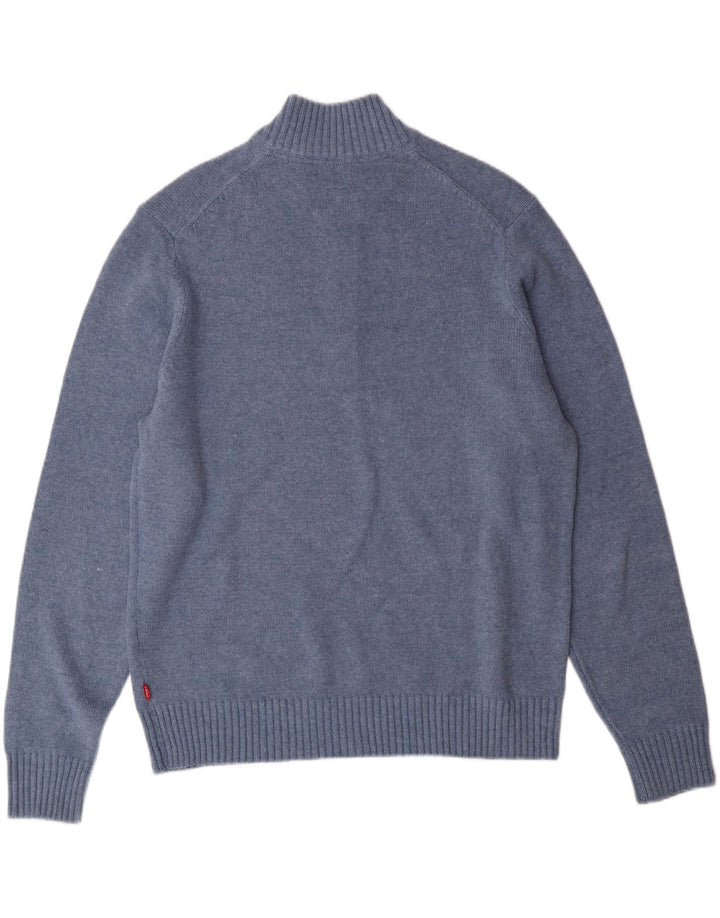 IZOD Mens Button Neck Jumper Sweater Large Blue Cotton Vintage Izod and Second-Hand Izod from Messina Hembry 