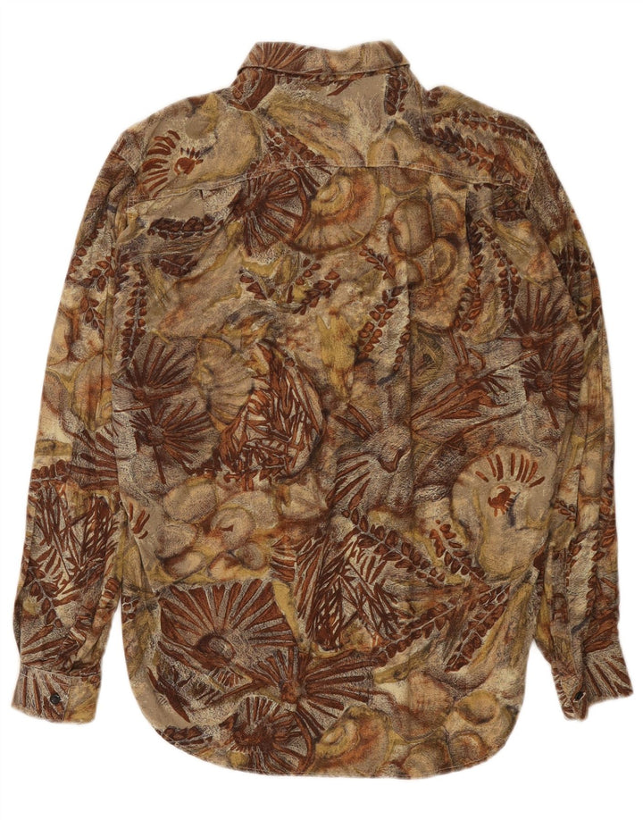 Camisa vintage para hombre Viscosa floral marrón medio