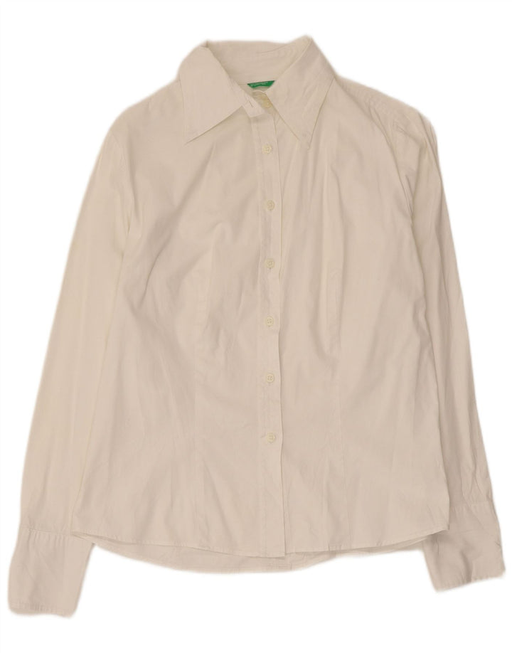 Camisa Benetton Mujer ES 44 Grande Blanco
