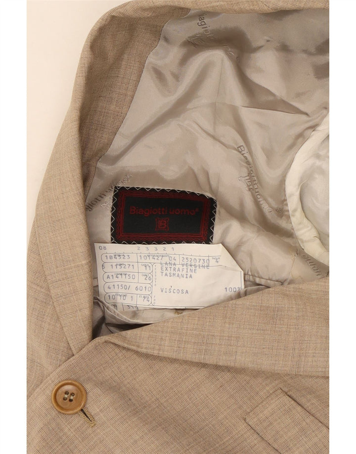 Biagiotti Chaqueta Blazer De 3 Botones Para Hombre IT 48 Lana Virgen Beige Medio
