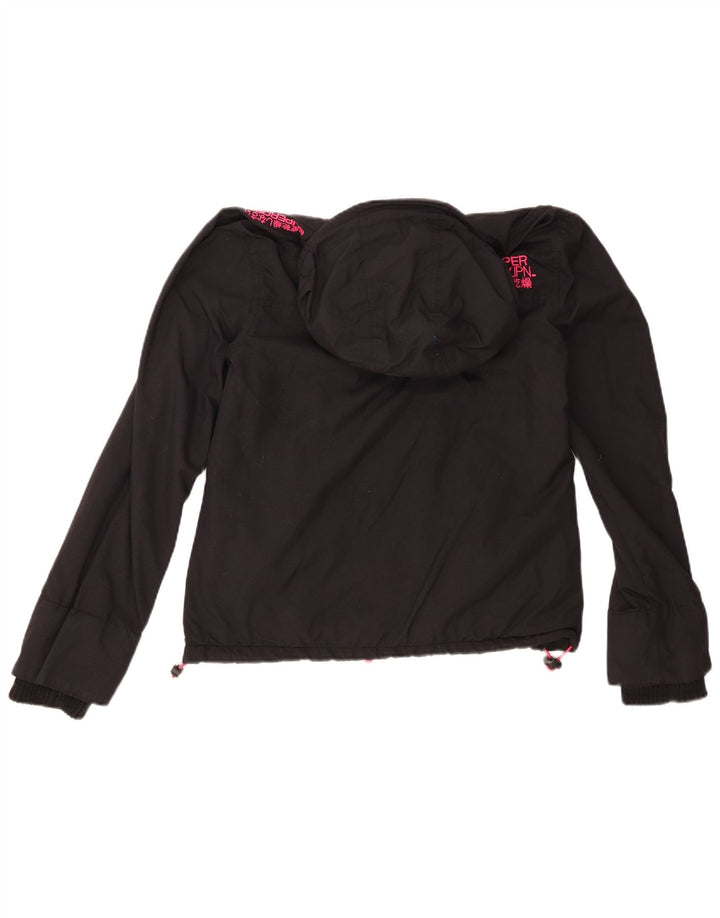 Superdry Chaqueta cortavientos con capucha The Windcheater para mujer, talla 40, color negro