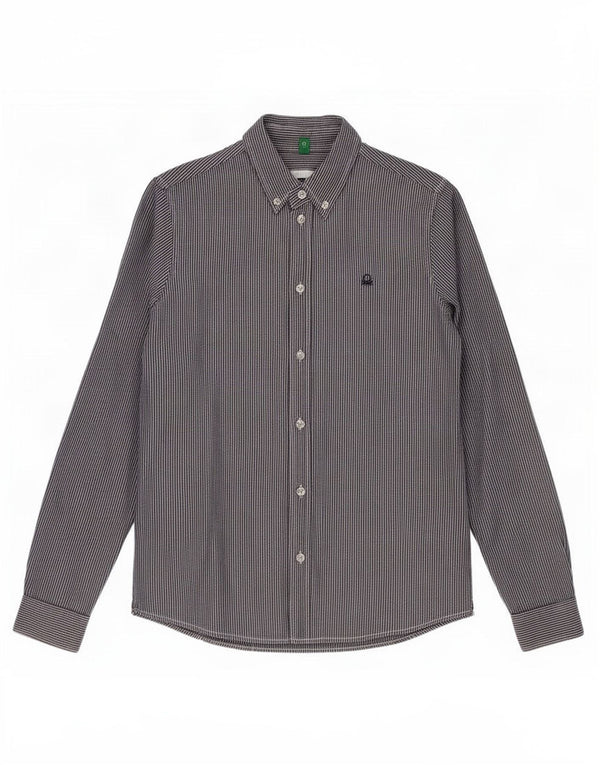 Camisa Benetton Mujer UK 42 Medium Azul Marino Rayas Pintadas